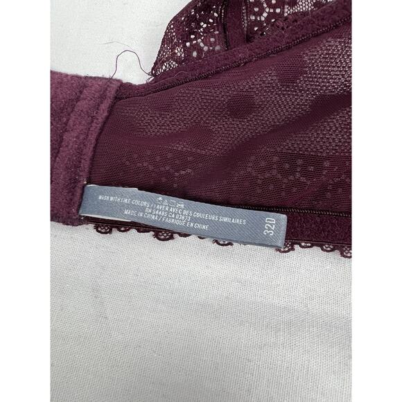 Aerie Bra Underwire Push Up Burgundy Lace Whimsigoth Vamp Dark Coquette Goth - Picture 5 of 6